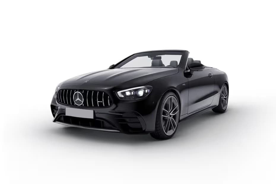 Mercedes-Benz AMG E 53 Cabriolet 4MATIC Plus Coupe Petrol car front three-quarter view India 2026 price mileage safety specs side by side car comparison vs Audi Q8 Sportback e-tron AiCarAdvisor